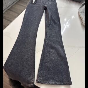 PAIGE Metallic Gray Flare Jeans
